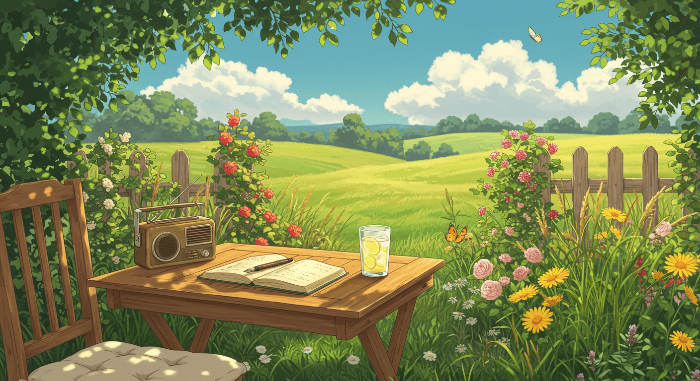 Before and after removing yellow tint from an AI generated summer image (before)