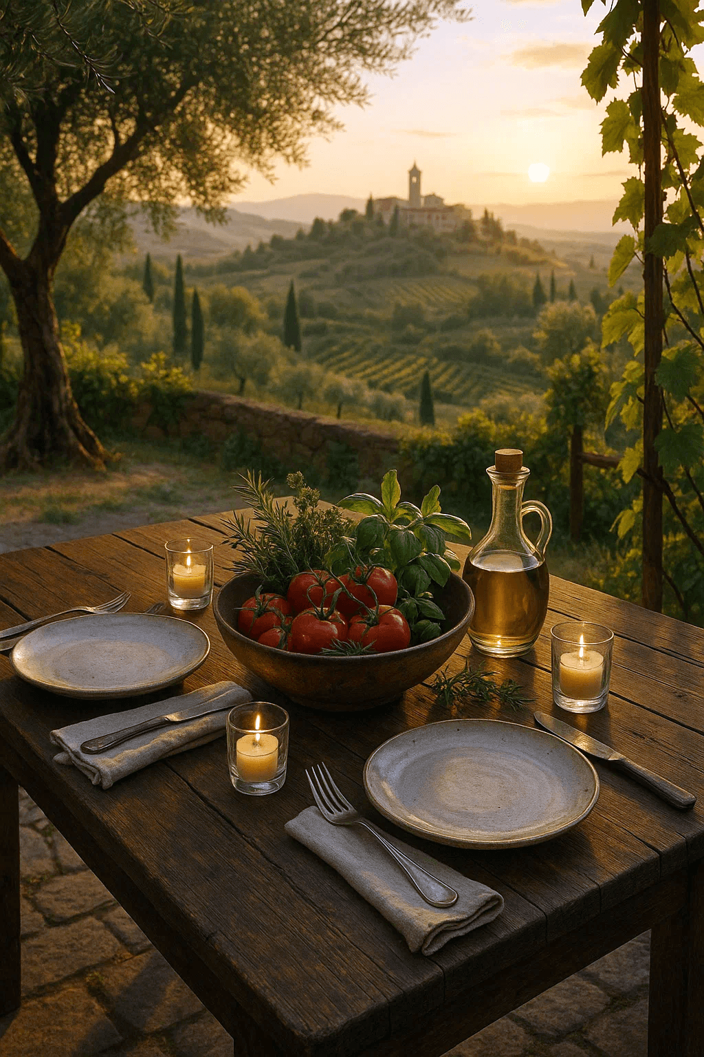 Before and after UnYellowGPT processing of an AI-generated dinner table scene (after)