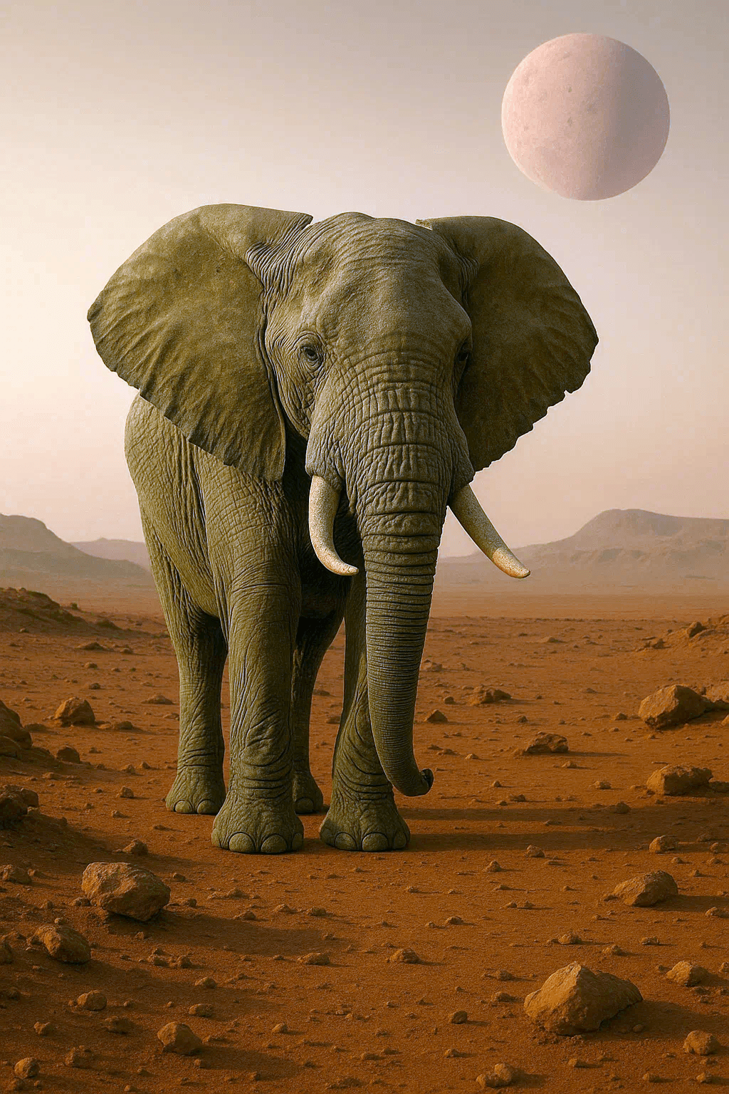 Before and after UnYellowGPT processing of an AI-generated image of an elephant (after)