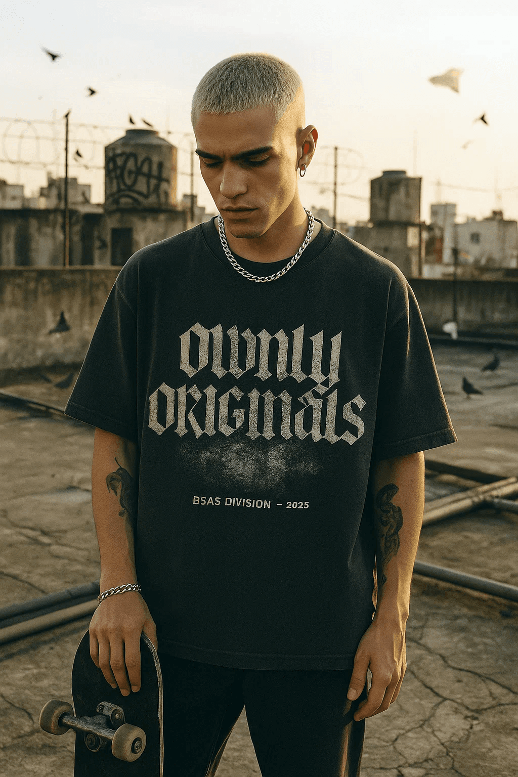 Before and after UnYellowGPT processing of an AI-generated image of a man in t-shirt (after)