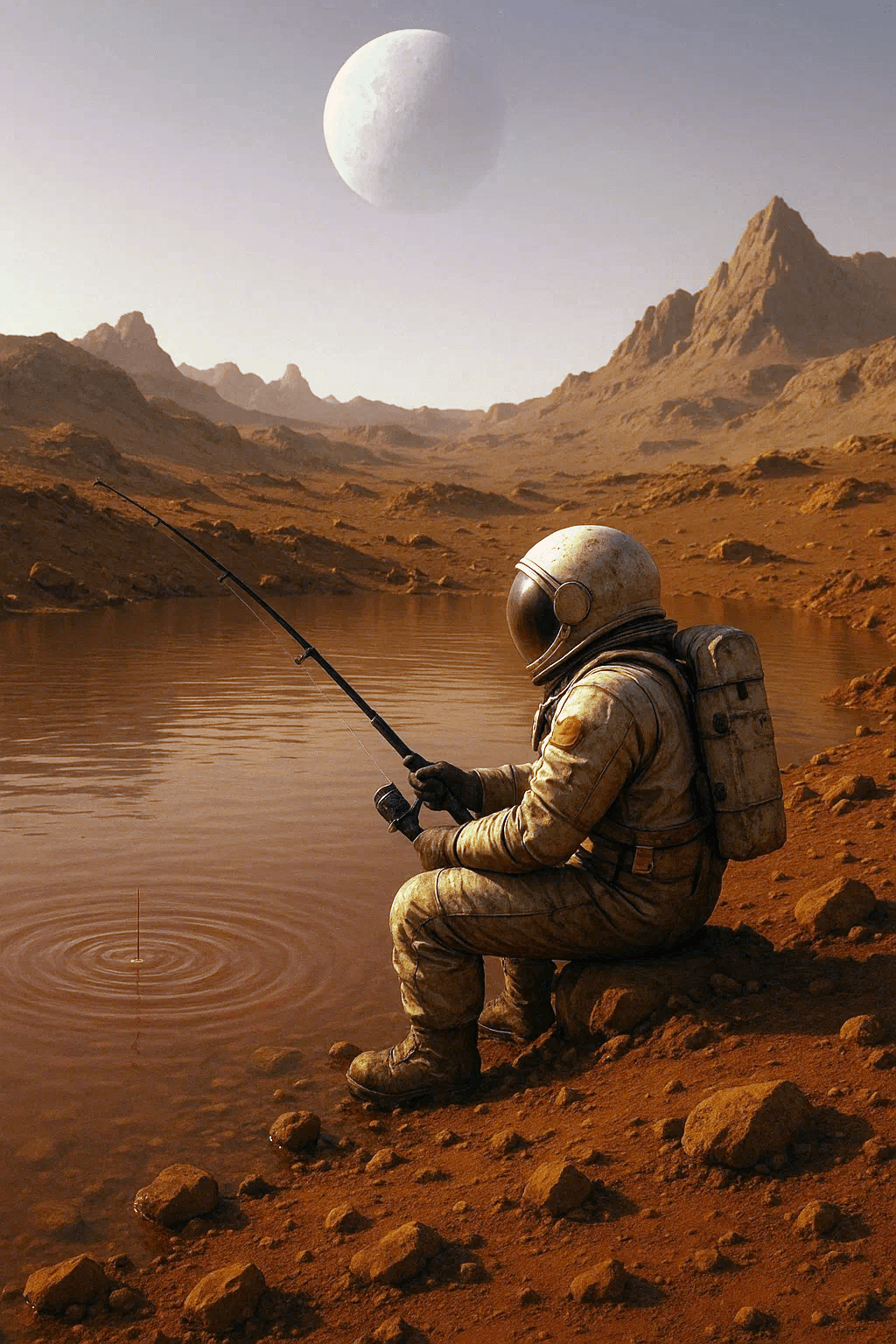 Before and after UnYellowGPT processing of an AI-generated Mars landscape (after)