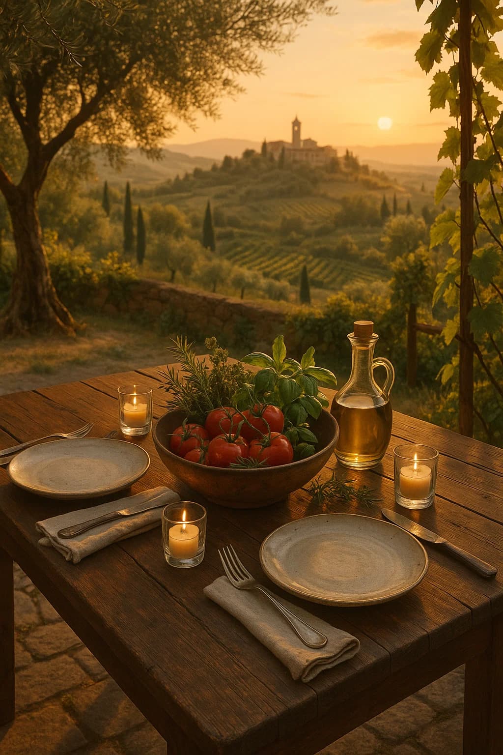 Before and after UnYellowGPT processing of an AI-generated dinner table scene (before)