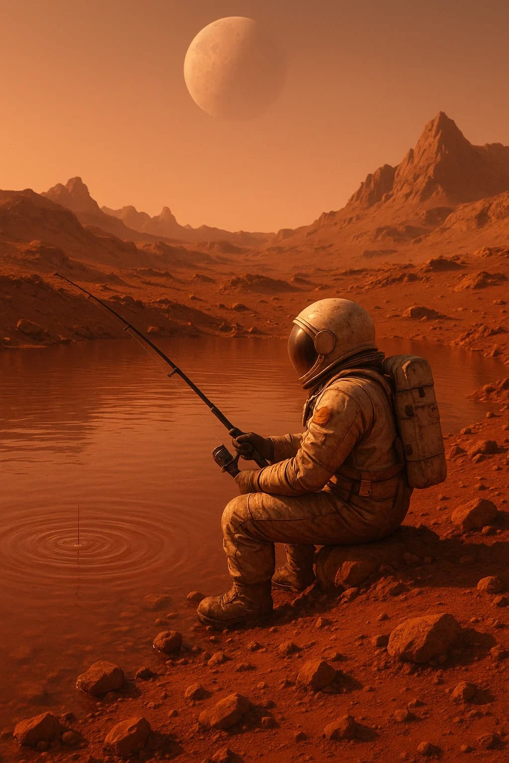 Before and after UnYellowGPT processing of an AI-generated Mars landscape (before)