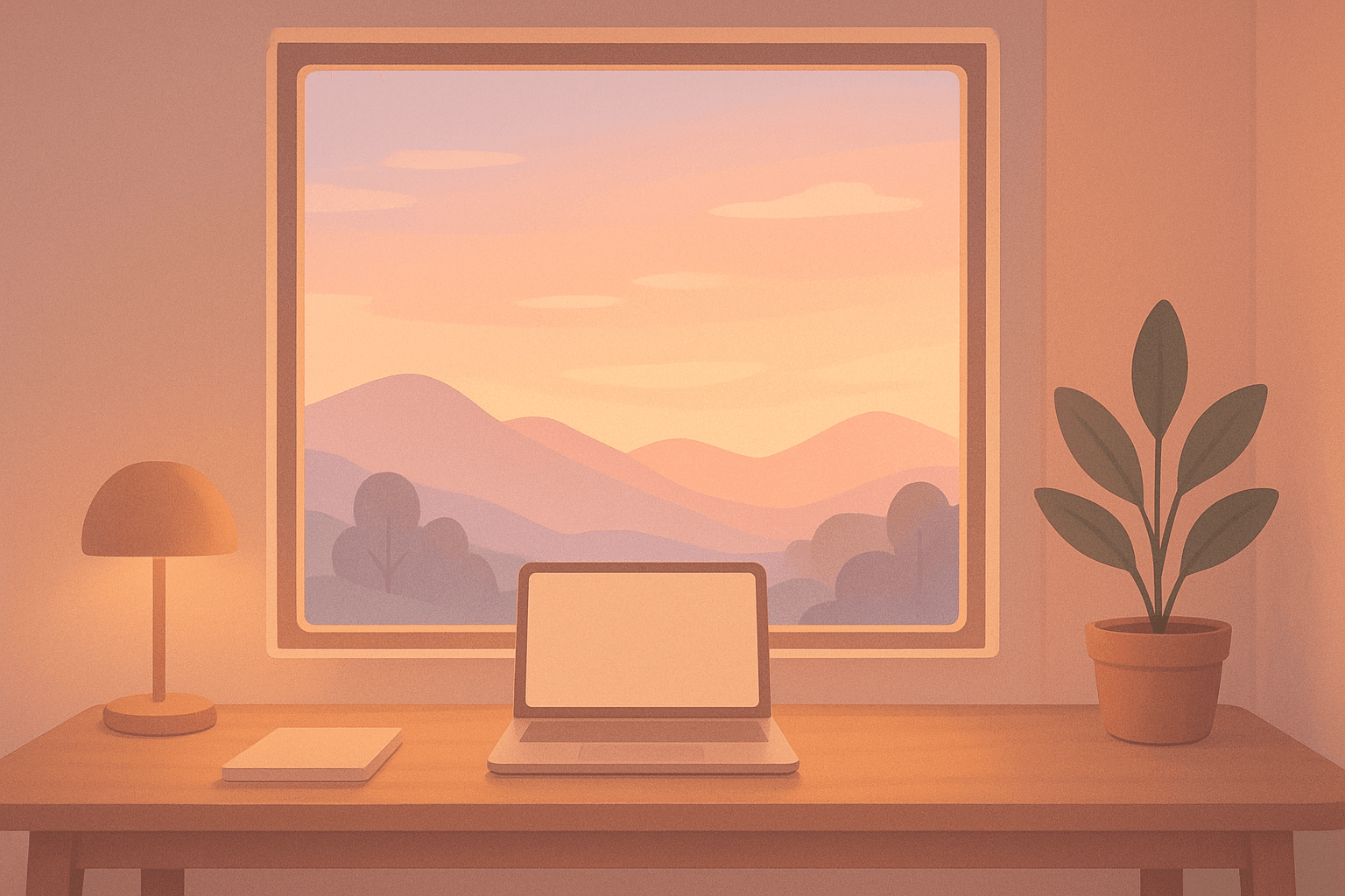 Before and after UnYellowGPT processing of an AI-generated image of a workspace (before)