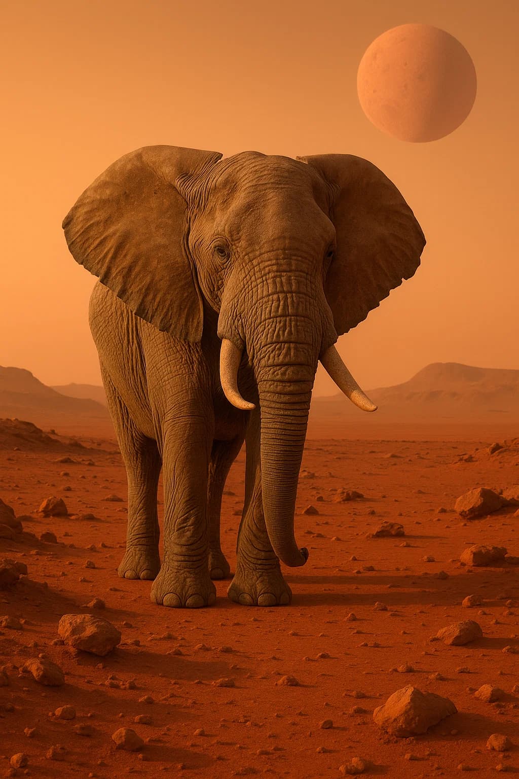 Before and after UnYellowGPT processing of an AI-generated image of an elephant (before)